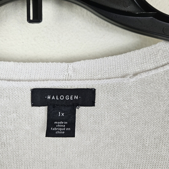 Halogen Linen Open Front White Cardigan Size 1X - Picture 4 of 6